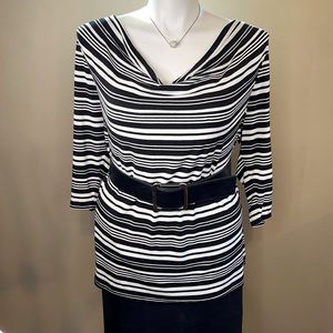 Black and White Cowl Neck Top